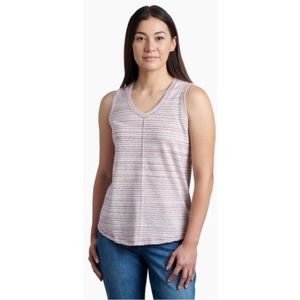 Kuhl Womens Aria V Neck Tank Top Striped Burgundy Lightweight Size XS